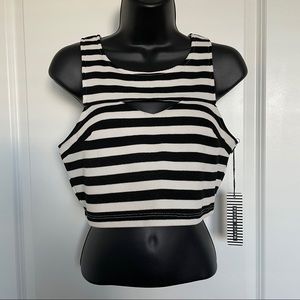 NWT Black & White Striped Crop Top